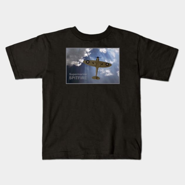 Aces High - Spitfire Vertical Climb Kids T-Shirt by SteveHClark